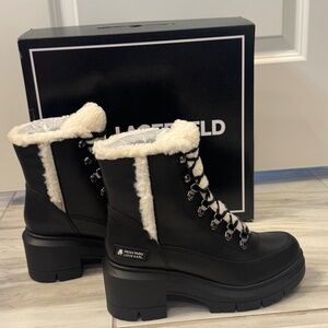 Karl Lagerfeld Black Smooth Calf Boots Size 7